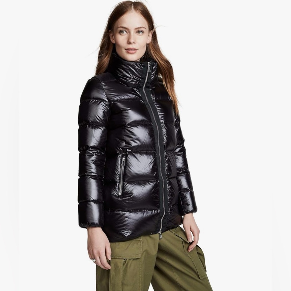 ADD Down KAW225 Shiny Black Puffer Jacket Size 0 Winter Fashion